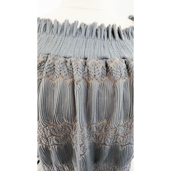 Suzanne Betro Women Gray Off-Shoulder Ruffle Blouse Top Size XL - Picture 16 of 16